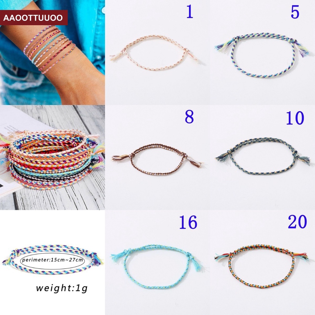 Vòng Tay Bện Dây May Mắn 6 Màu Thời Trang