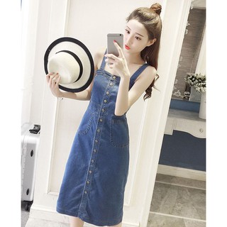 Váy jean 2 dây phối nút BD216