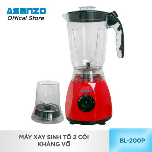 [Mã ELHA22 giảm 5% đơn 300K] Máy xay sinh tố 2 cối kháng vỡ cao cấp Asanzo BL-200P