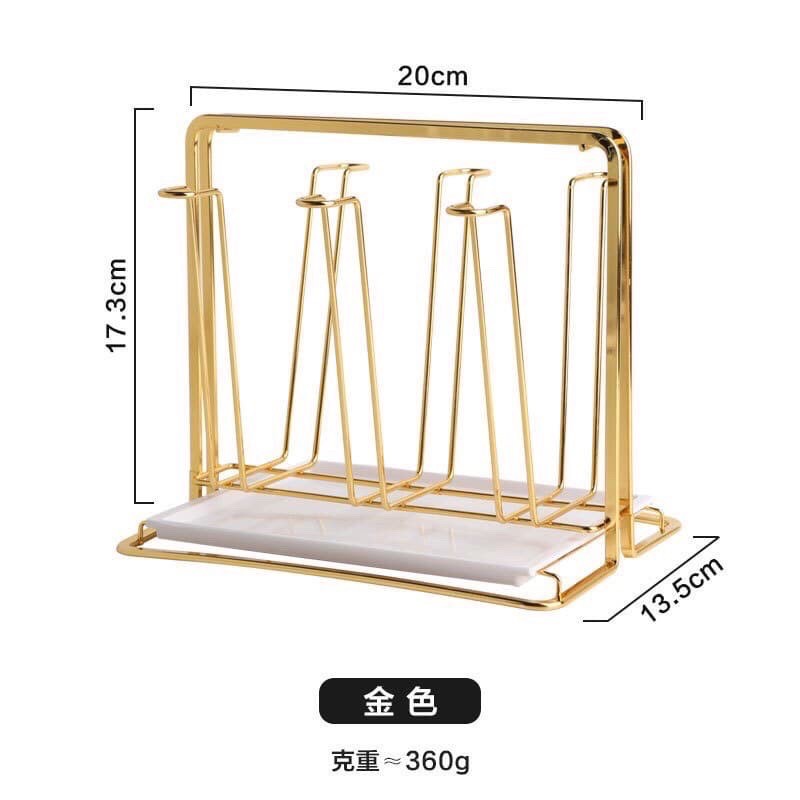 Khay úp cốc kim loại mạ vàng cao cấp kèm khay hứng sang trọng không gỉ