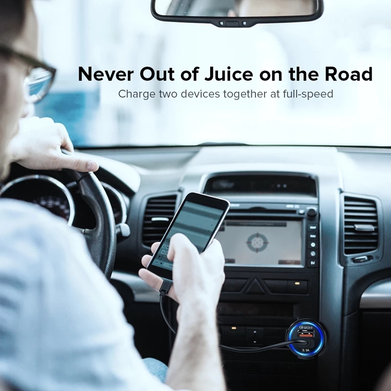 Tẩu Sạc Nhanh Qc 3.0 Hai Cổng Usb Trên Xe Hơi Cho Điện Thoại