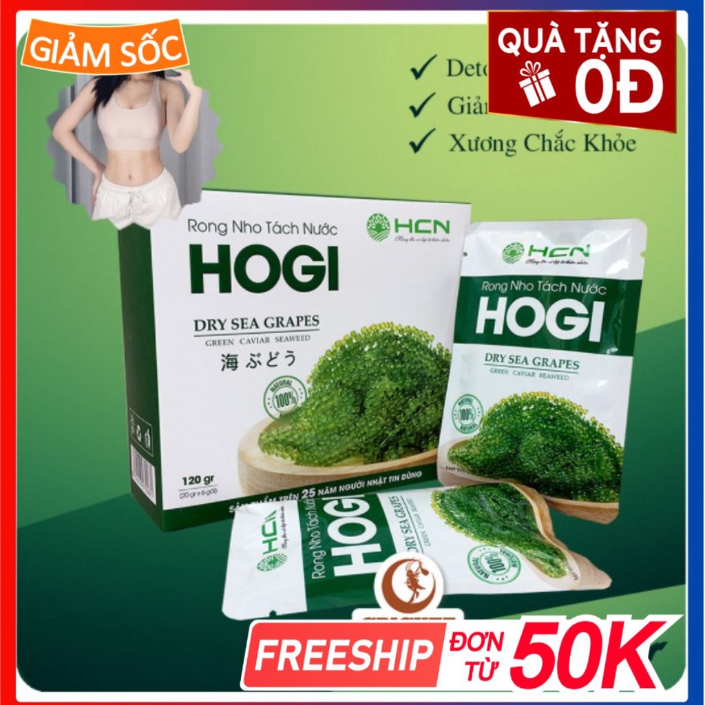 Rong nho tách nước HOGI, Rong nho tách nước tặng kèm nước sốt mè rang