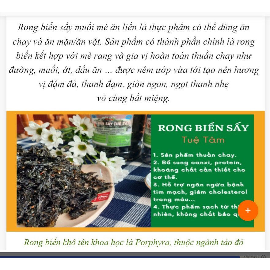 Combo 2 hộp loại 100gr Rong Sấy Giòn thuần chay - Rong Biển Sấy Mè Tuệ Tâm