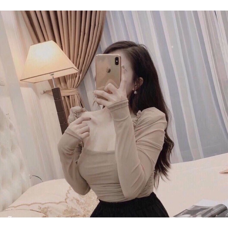 [ Mã WASTRUN4 giảm 10% tối đa 30K đơn 99K] Áo kiểu cổ vuông lưới rúm thân, mặc 2 mặt AK1501 - NhiNhi Shop | BigBuy360 - bigbuy360.vn