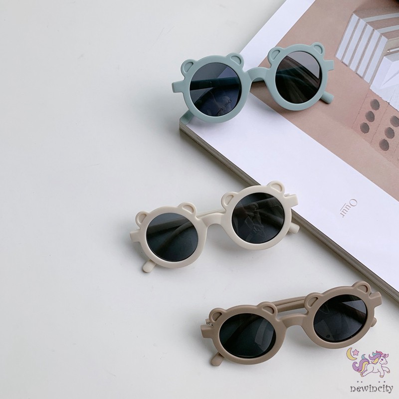 Kính râm gọng tròn thiết kế tai gấu xinh xắn cho bé