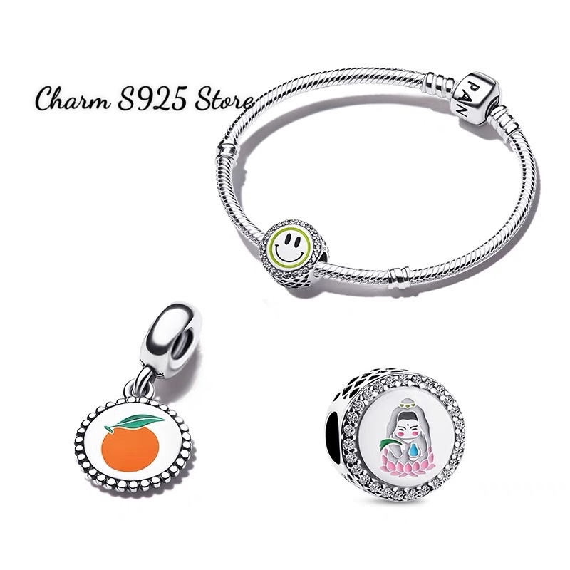 combo bộ vòng tay mix 1 hạt charm pan Ale mặt cười bạc s925 cao cấp