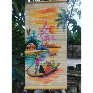 Tranh mành tre trang trí đẹp 30*60cm