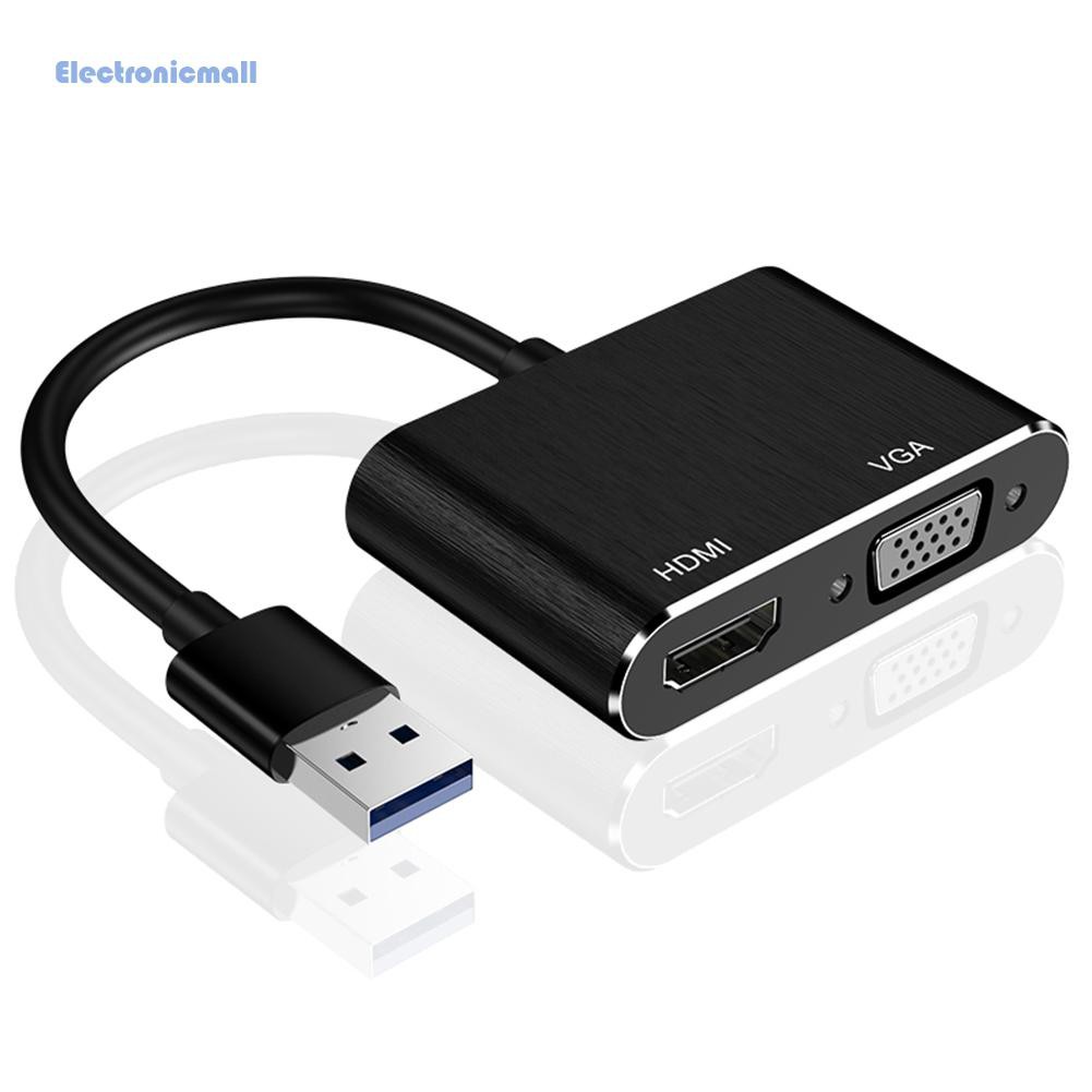 Đầu Chuyển Đổi Usb 3.0 Sang Hdmi Vga 2 Trong 1 1080p Cho Màn Hình Laptop