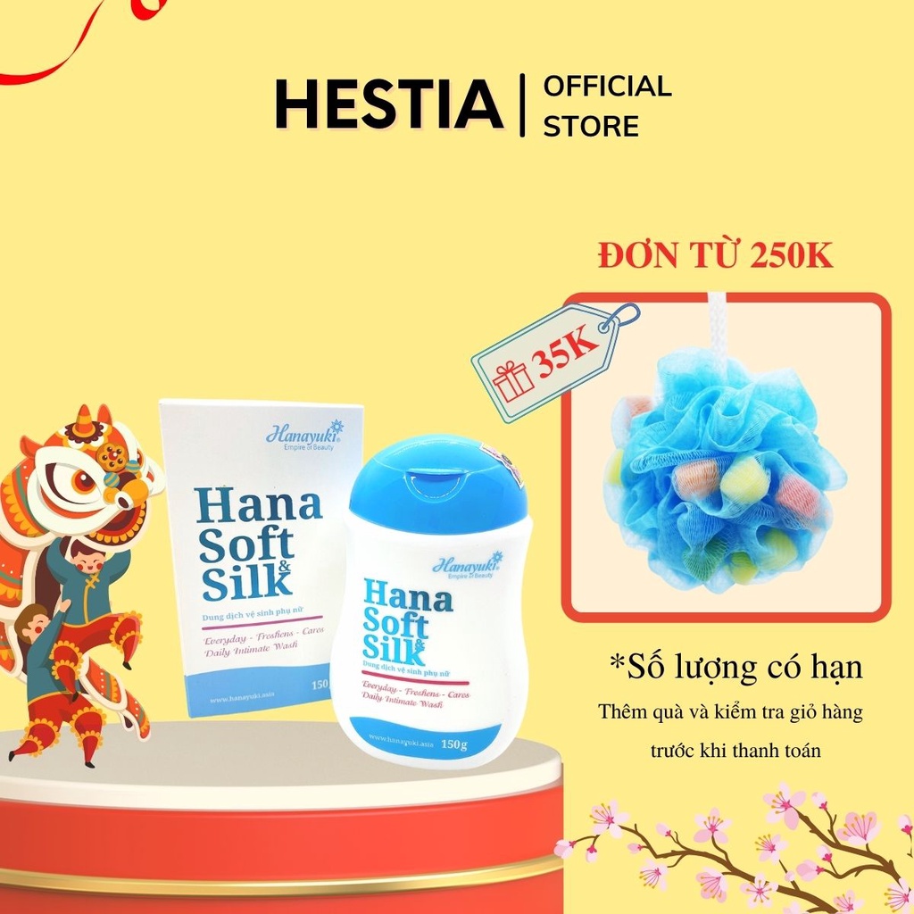 Dung dịch vệ sinh phụ nữ Hana Soft Silk Hanayuki 150g sạch khuẩn thơm mát ngừa viêm nhiễm chăm sóc sắc đẹp Hestia