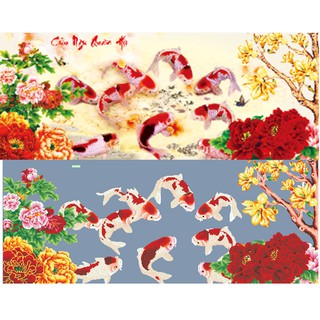 Tranh gắn đá cửu ngư quần hội YN5116