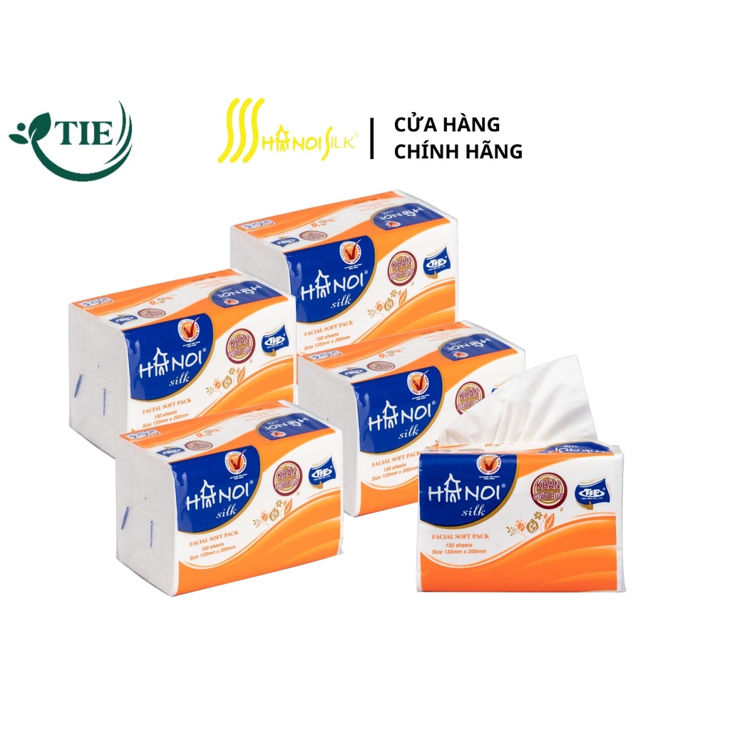 Combo 4 Gói Giấy Ăn Rút Hà Nội Silk 150 Tờ x 3 Lớp Giá Mềm, Khăn Giấy Rút Mềm Mại Bền Dai An Toàn