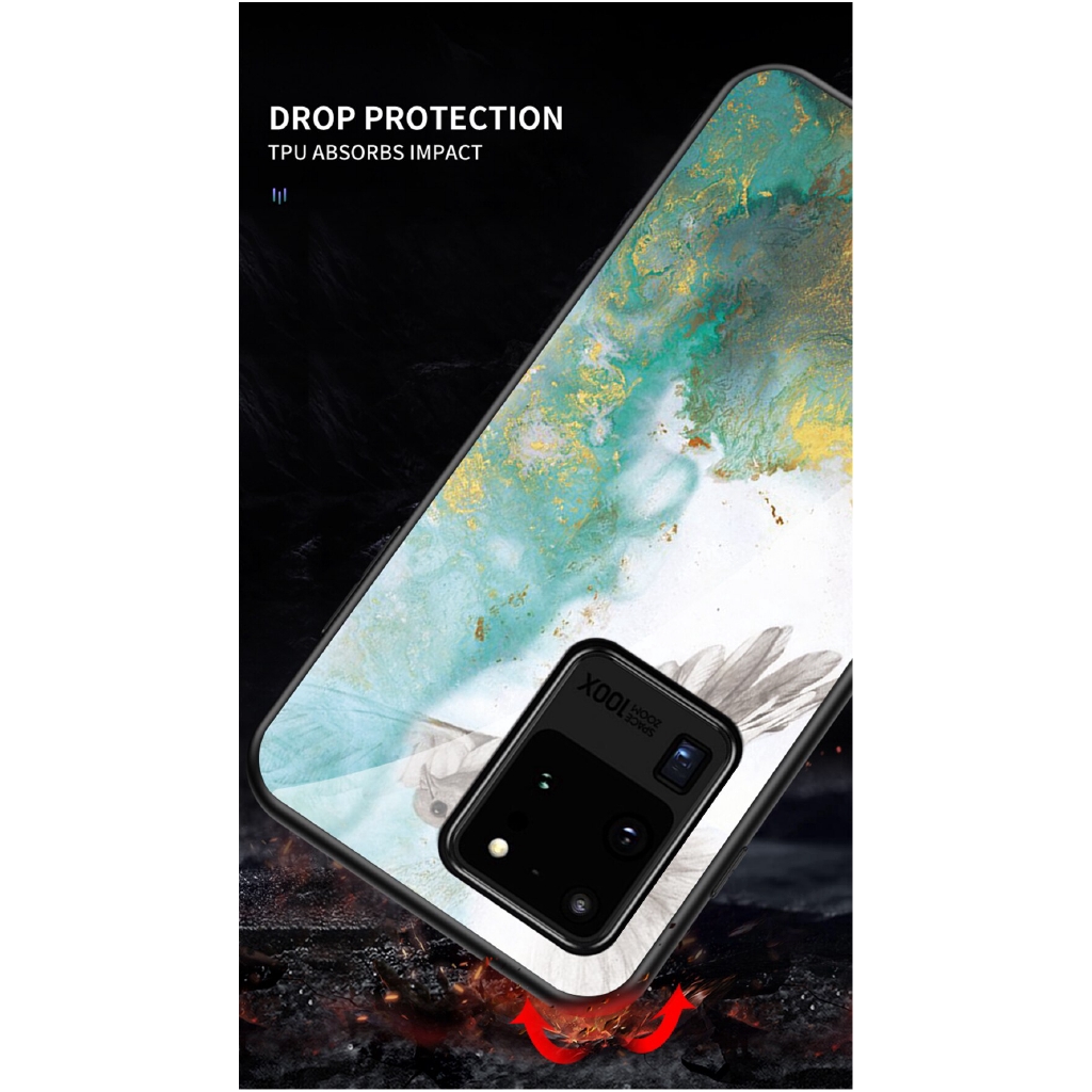 Ốp điện thoại mặt kính họa tiết vân gạch sang trọng dành cho Samsung Galaxy S20 Ultra Note 10 Plus A51 A71 M30s | BigBuy360 - bigbuy360.vn