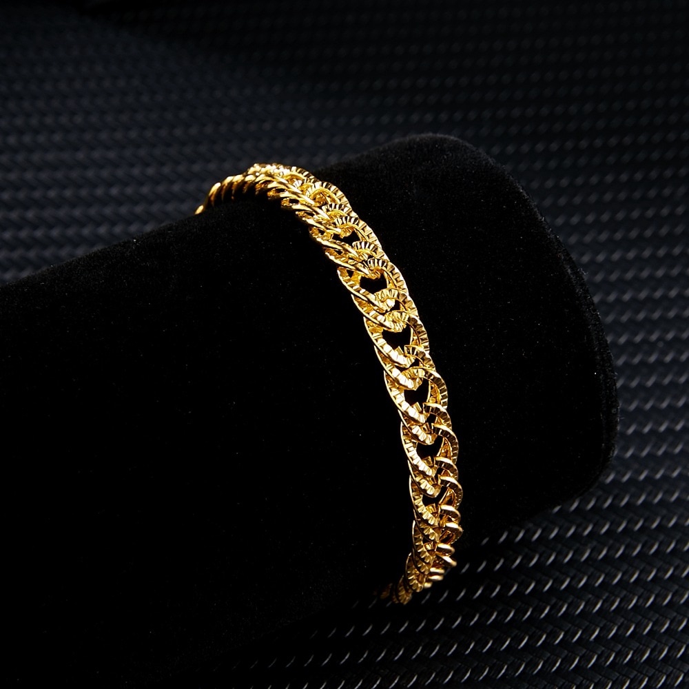 Vòng Tay Mắt Xích Màu Vàng Phong Cách Punk Hip hop Cho Nam