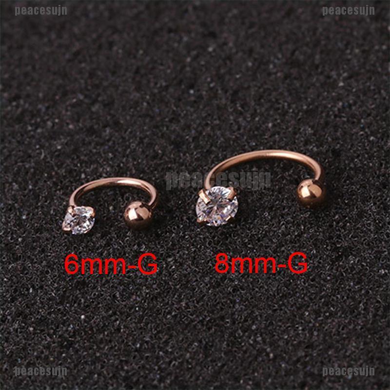 (PVN---NEW)1PC Crystal Cubic Zirconia Hoop Tragus Cartilage Piercing Stud Earrings Jewelry