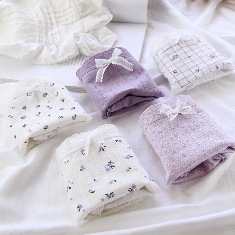 Quần Lót Nữ ❤️FREESHIP❤️ Quần Lót Nữ cotton viền ren họa tiết hoa lavender điệu đà quyến rũ mã A000 | BigBuy360 - bigbuy360.vn