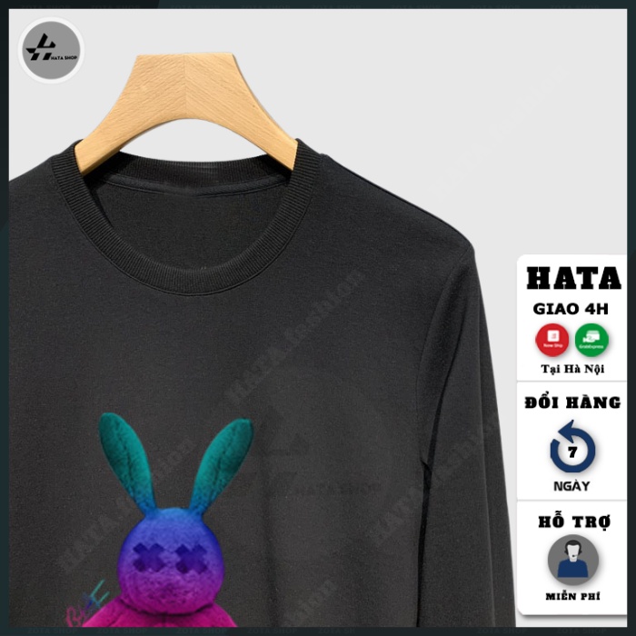 Áo nỉ nam dài tay, Áo thu đông nam cổ tròn cá tính in Thỏ Màu hot trend mã NZ682