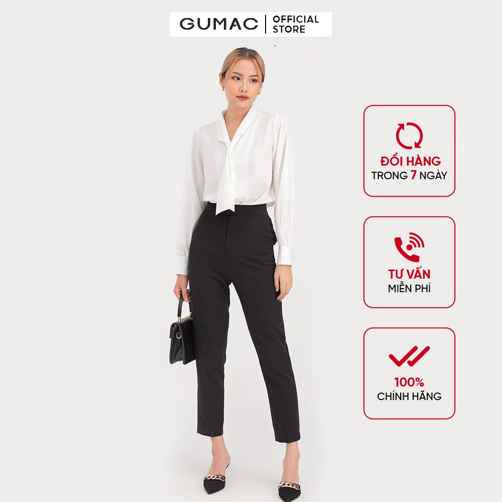 [Mã WABRGM11 giảm 10% đơn 250K] Áo sơ mi nữ cơ bản thiết kế nơ cổ cách điệu trẻ trung GUMAC AB738 | BigBuy360 - bigbuy360.vn