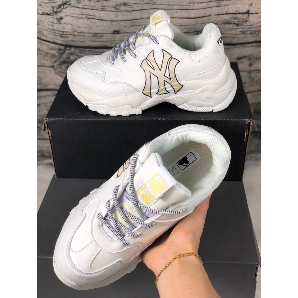 Giày sneaker MLb NY vàng, Giày MLB NY Đôn Đế Chuẩn Đế Tàu full size