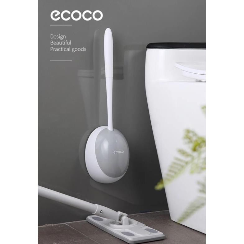 Cọ vệ sinh, cọ toilet silicon tròn Ecoco chống bắn nước mẫu mới 2023 QHMC