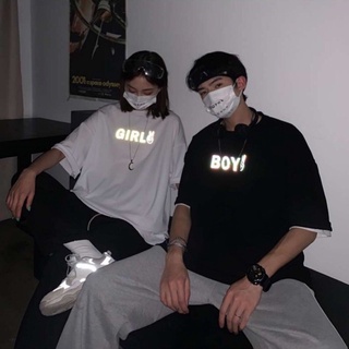 (aothunsn) Áo thun phản quang bạc BOYS GIRLS (CHỤP FLASH MỚI PHẢN QUANG)