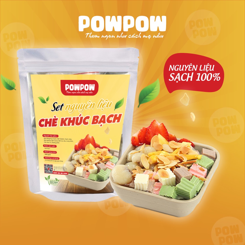Set chè khúc bạch nguyên liệu nấu 15 - 20 chén POWPOW có công thức sẵn