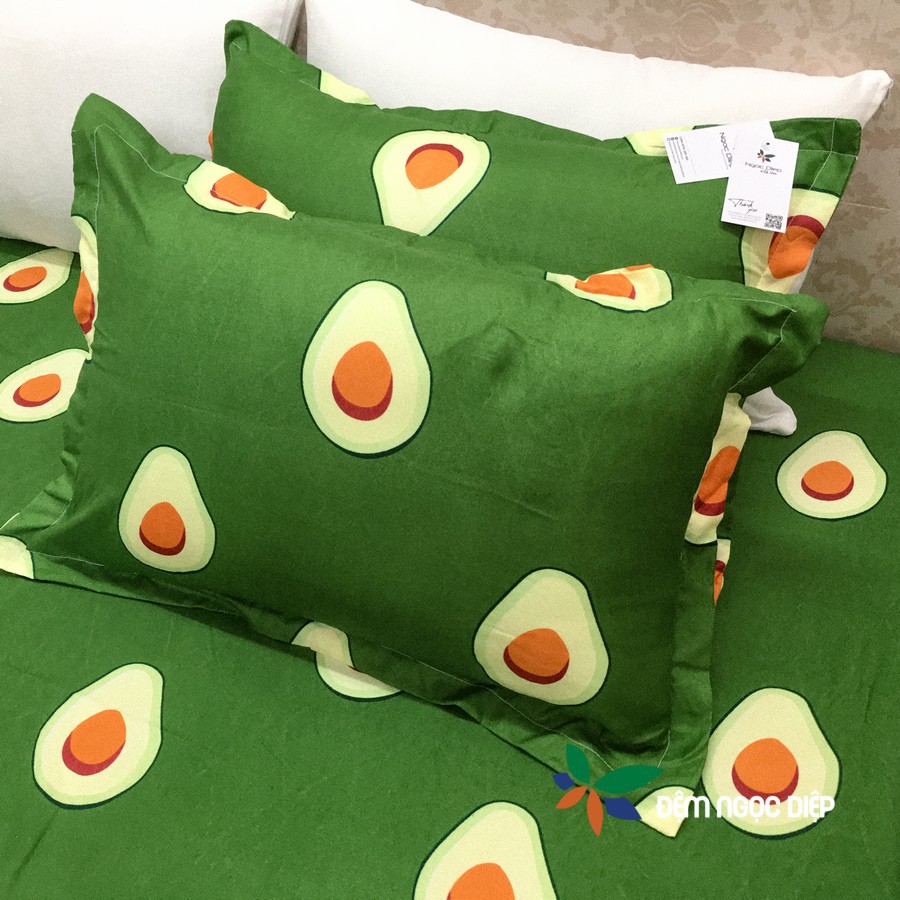 Set vỏ chăn ga gối cotton poly mẫu quả bơ m2, m6, m8, 2m2 | BigBuy360 - bigbuy360.vn