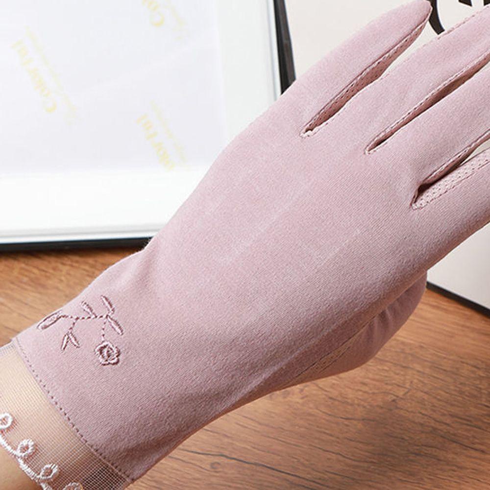 QQMALL Găng Tay Lái Xe Chống Nắng Đính Nơ Màu Sắc Đơn Giản Thời Trang Mùa Hè Cho Nữ