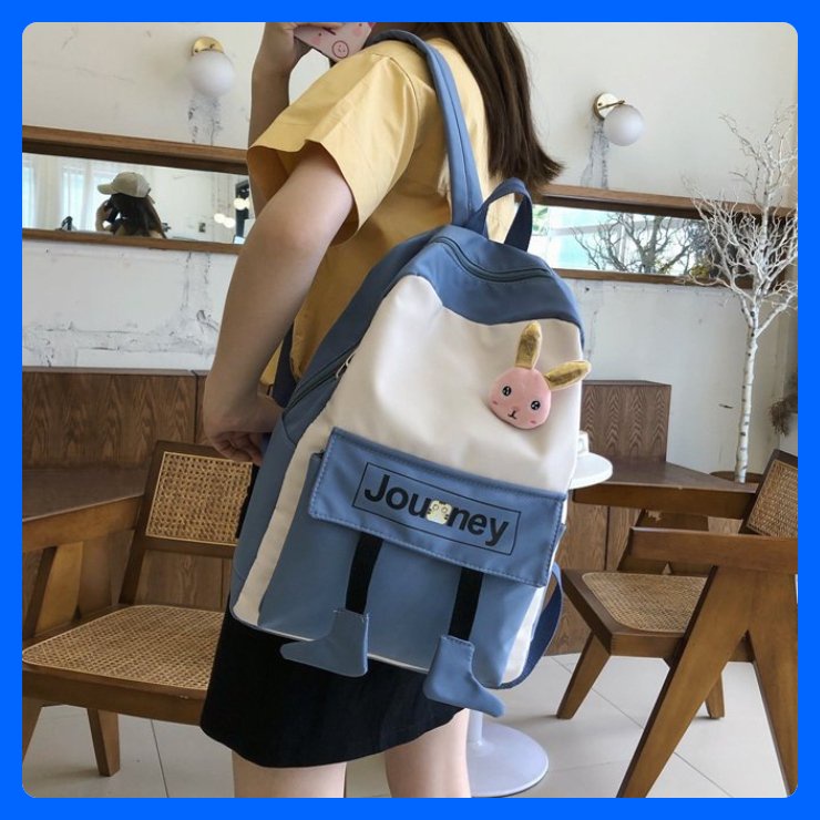 Balo vải đi học xinh phong cách Hàn Quốc cute cho học sinh cấp 2 cấp 3 đẹp rẻ bền bỉ Thỏ Journey