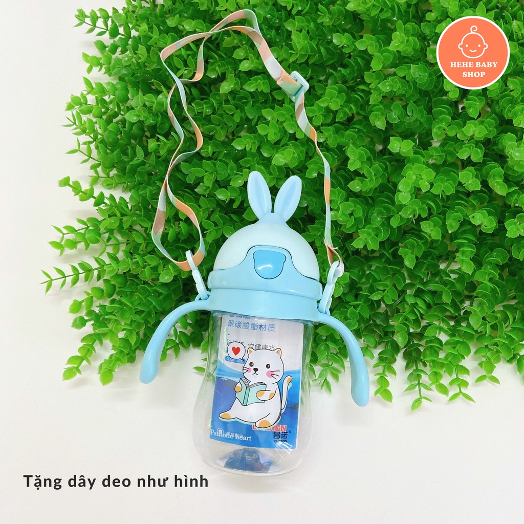 Bình tập uống nước cho bé hình tai thỏ đáng yêu có tay cầm tiện lợi Hehe Baby Shop