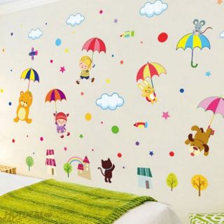 Decal dán tường thú nhảy dù