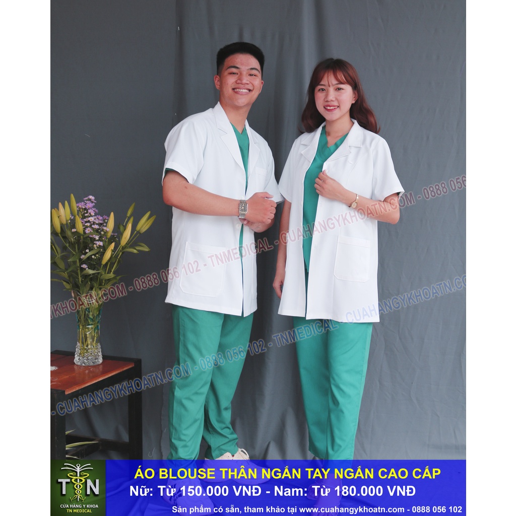 Áo Blouse  Thân Ngắn Tay Ngắn Điều Dưỡng, Dược Sĩ, Xét Nghiệm - Thương Hiệu TN Medical
