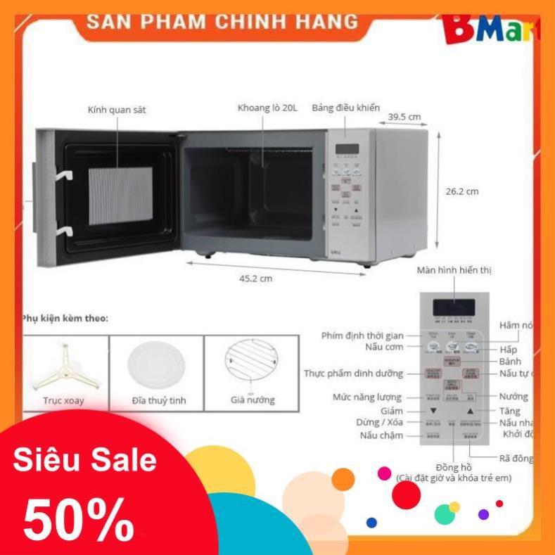 [FreeShip] Lò vi sóng Sharp R-678VNW 20 lít, điện tử có nướng (Hàng chính hãng - BH 12 tháng)  - BM NEW