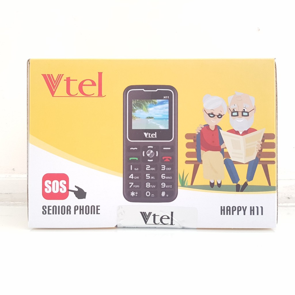 Điện thoại Người Già Vtel H11, 2 Sim, Gọi SOS khẩn, Số To, Chữ To, Loa to, FM loa ngoài, Pin lớn - Bảo hành 12 tháng, Đỏ