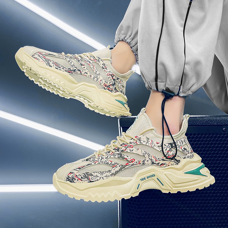 Giày Sneaker Nam Mùa Hè 2022 Mới Đế Dày Hấp Thụ Sốc Có Lưới