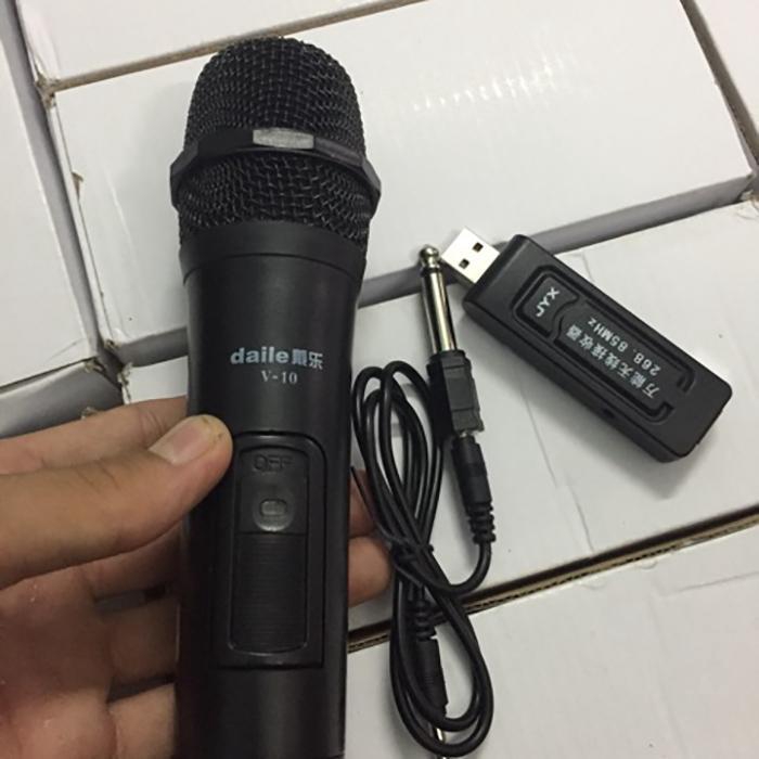 Micro Karaoke không dây cho loa kéo Daile V10 (đen) - Hỗ trợ các thiết bị có jack cắm 3.5mm và 6.5mm