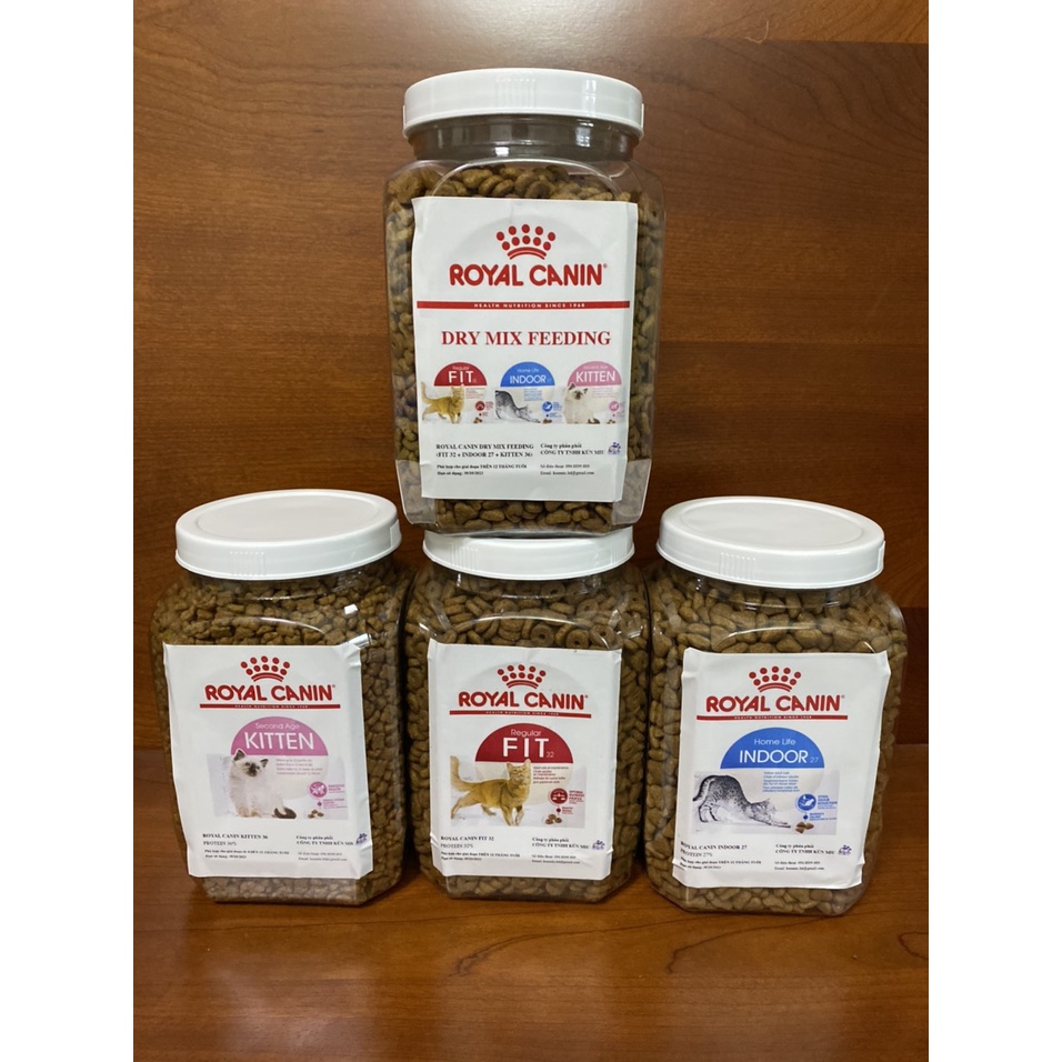 [Mã 155FMCGSALE giảm 7% - tối đa 100K đơn 500K] Thức ăn cho mèo con và mèo trưởng thành Royal Canin Pháp Hộp 1kg