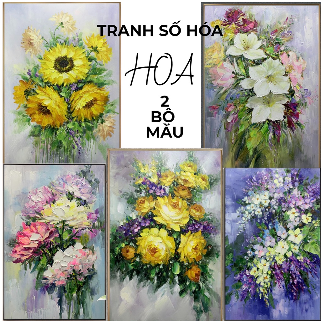 Tranh tô màu số hóa Hoa Ngũ Sắc 2 Bộ Màu- TRANH IN CHÌM- Boodoor Tranh Sơn Dầu