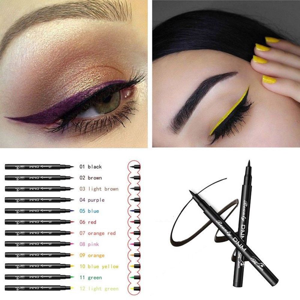Bút kẻ mắt dạng lỏng chống thấm nước lâu trôi 12 màu tùy chọn