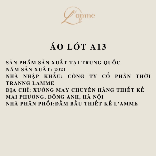 Áo lót bầu cho con bú A13 không gọng, chống chảy xệ co giãn 4 chiều, thấm hút cho mẹ bầu LAMME