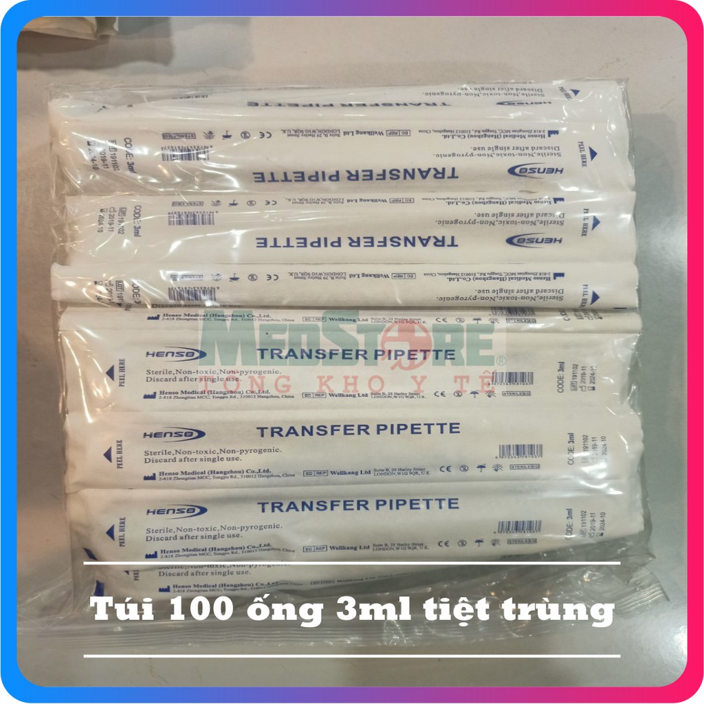 Set 100 ống bón sữa tiệt trùng ,ống nhỏ giọt vô trùng (pipet) 3ml Medisafe
