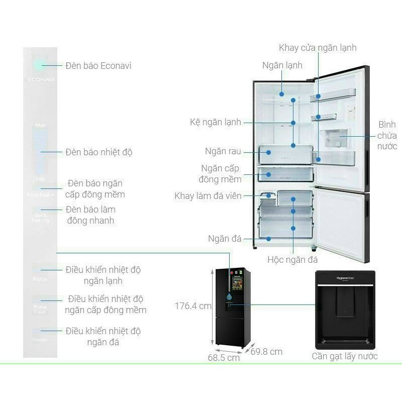 Tủ lạnh Panasonic inverter 410 lít NR-BX460WKVN.MODEL2020