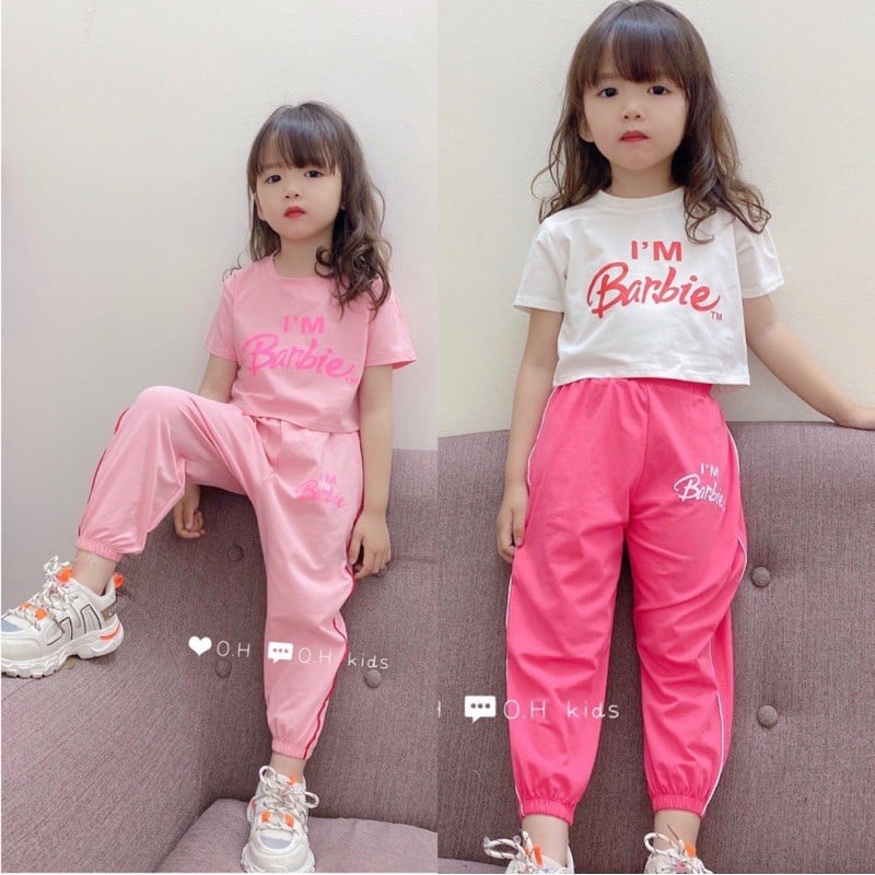 Bộ coton bé gái từ 10- 25kg, phong cách hip hop, bộ đồ hè cho bé đi học thoải mái