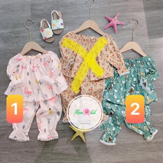 Đồ bộ mặc nhà cho bé gái - bộ vải đũi mát nhẹ