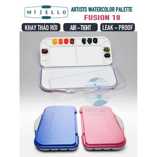 Bảng pha màu nước Mijello Artists Watercolor Palette Fusion 18 ô - hai màu xanh/ hồng