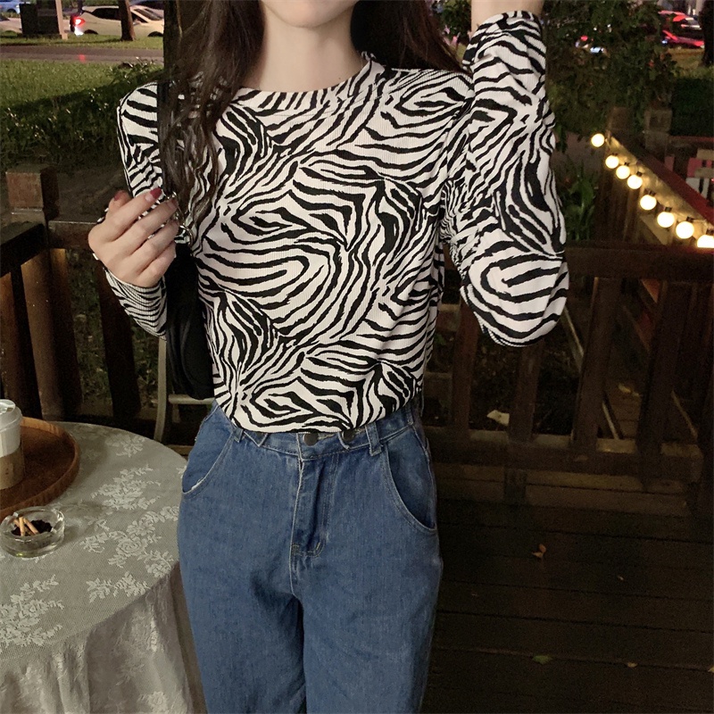 Áo thun ZHELIHANGFEI tay dài cổ tròn thời trang trẻ trung