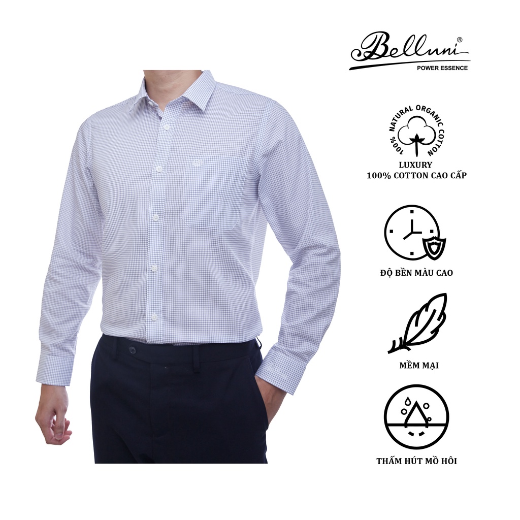Áo sơ mi nam dài tay cao cấp cao cấp BELLUNI LUXURY Chất liệu từ 100% Cotton - ABD.CM.BE.164.V2