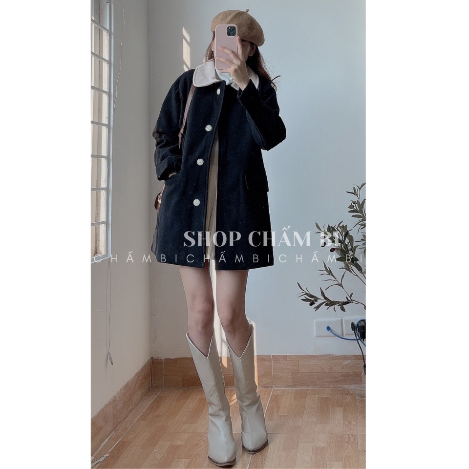 [SALE XẢ TẾT] Áo Khoác Dạ Nữ Form Rộng Túi Nắp Phối Cổ Freesize - A.128
