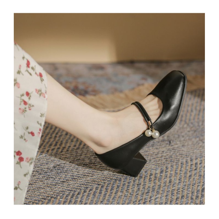 Giày công sở da mềm gót vuông 5 phân kết hợp đồ váy vóc giày cưới sang trọng giày cao gót dễ đi