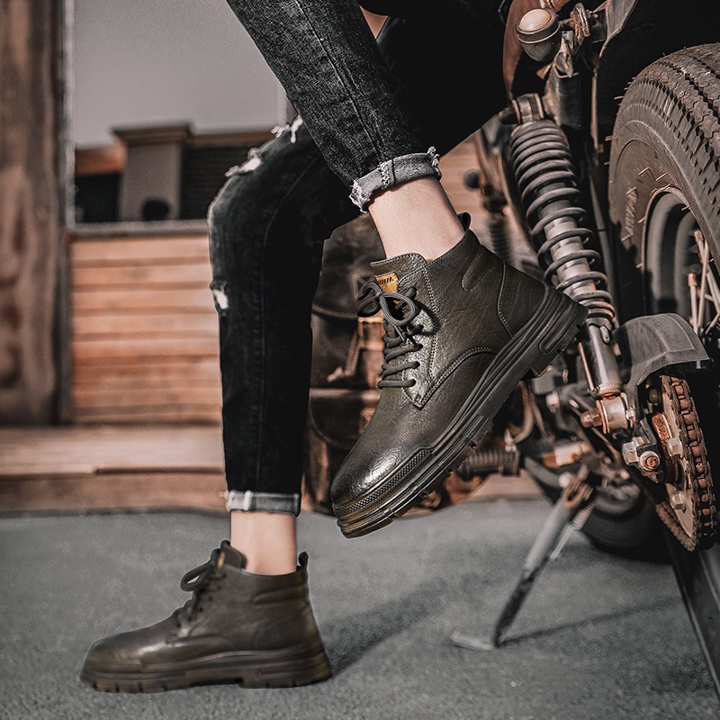 Giày bốt da cổ cao phong cách retro Anh quốc cá tính cho nam | BigBuy360 - bigbuy360.vn