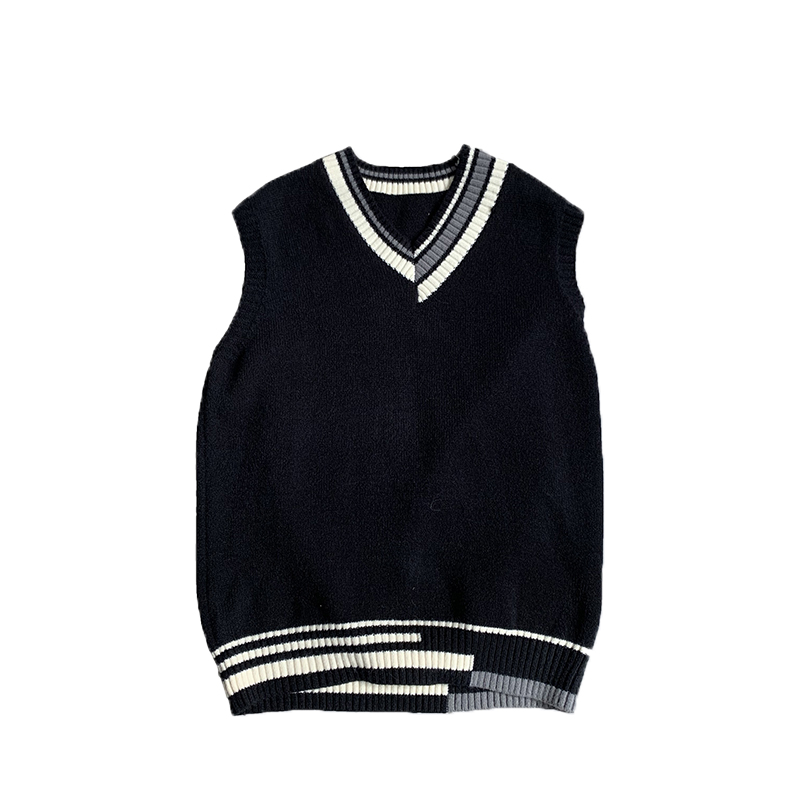 High knit sweater men Korean version of autumn and winter style ins port trend couple loose outside wearing V-neck sleeveless vest